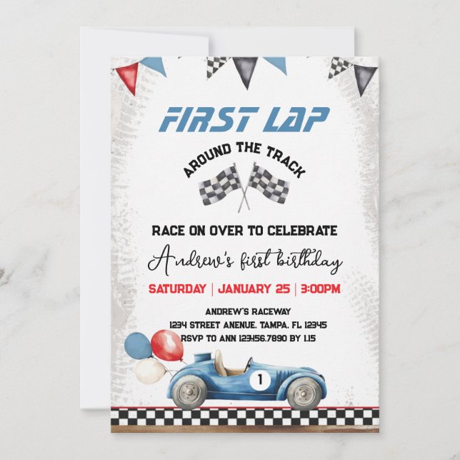 Invitation first lap, 1st birthday (Devant)