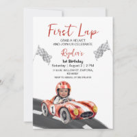 First Lap Race Car 1er Anniversaire Photo Invitati