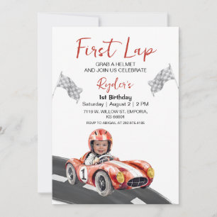 Invitation First Lap Race Car 1er Anniversaire Photo Invitati