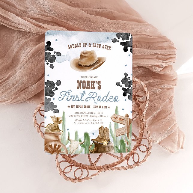 Invitation First Rodeo 1st Birthday Rustic Wild West Boy (Créateur téléchargé)