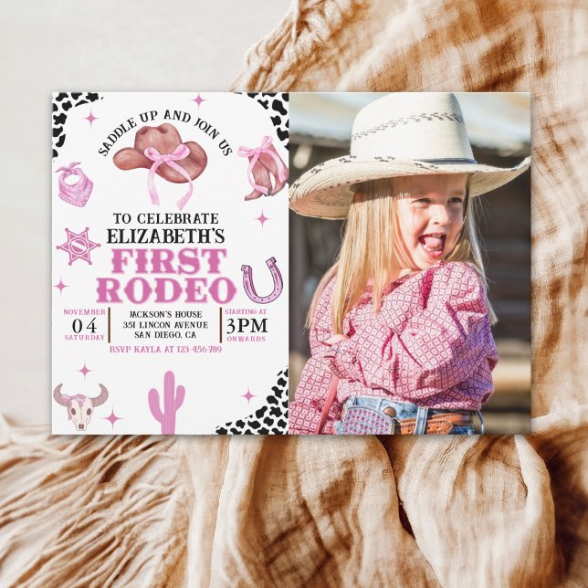 Invitation First Rodeo Birthday for Girls – Pink Western (Créateur téléchargé)