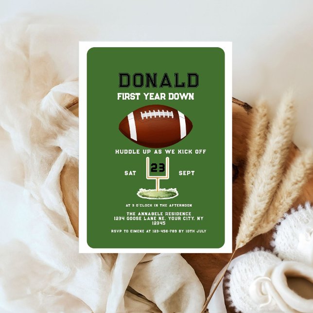 Invitation First Year Down Football 1st Birthday  (Créateur téléchargé)