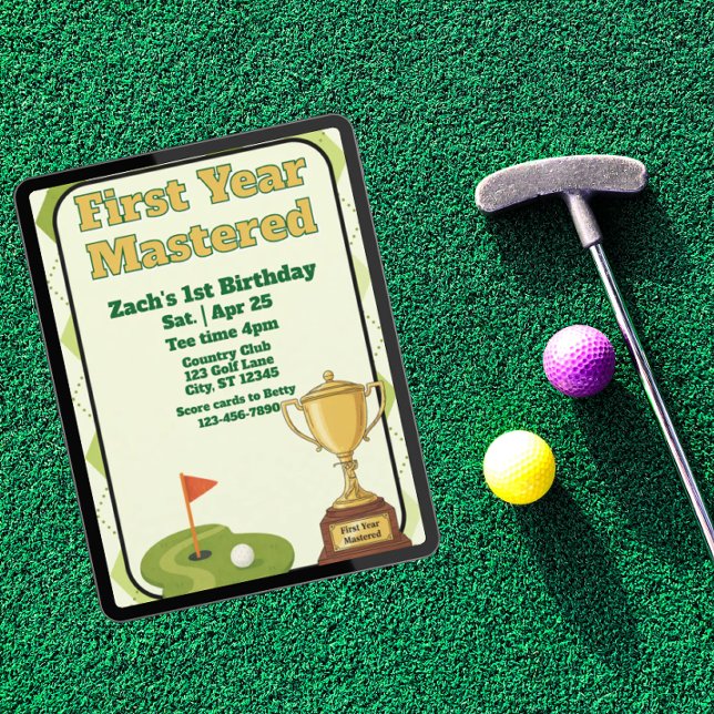 Invitation First Year Mastered, Golfing 1st Birthday (Créateur téléchargé)