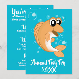 Invitation Fish Fry Seafood Boil Party avec Orange Jaune Pois