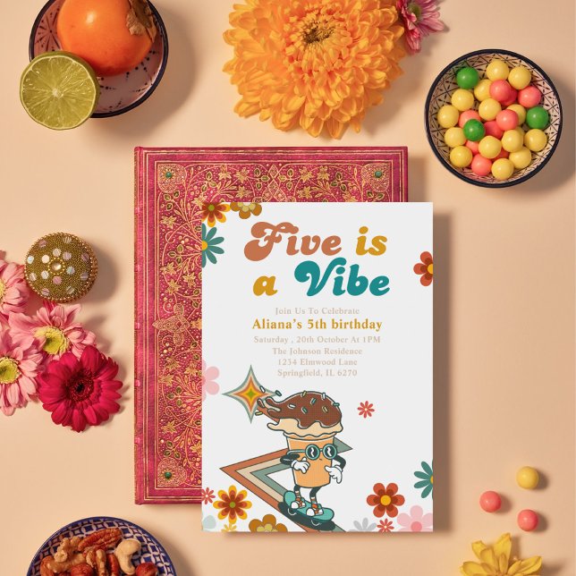 Invitation Five est Vibe super skateboard 5e anniversaire (Créateur téléchargé)