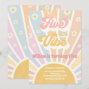 Invitation Five Is A Vibe Boho Sunshine 5e fête d'anniversair