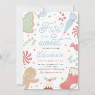 Invitation Five Is So Sweet Christmas Cookie 5e anniversaire