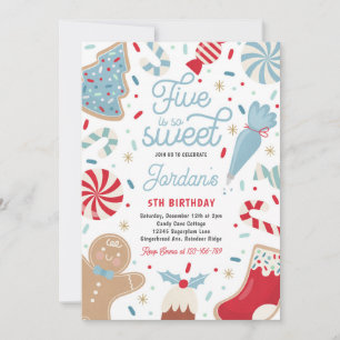 Invitation Five Is So Sweet Christmas Cookie Anniversaire fêt