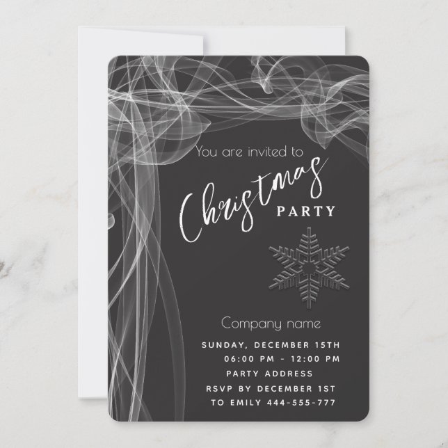 Invitation Flacon de neige ondulé de luxe simple Noël d'entre (Devant)