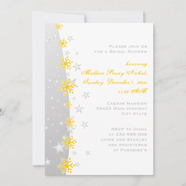 Invitation Flacon gris gris jaune mariage douche nuptiale (Devant)