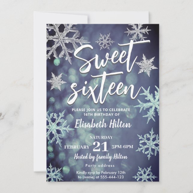 Invitation Flacons de neige frais d'hiver moderne 16 (Devant)