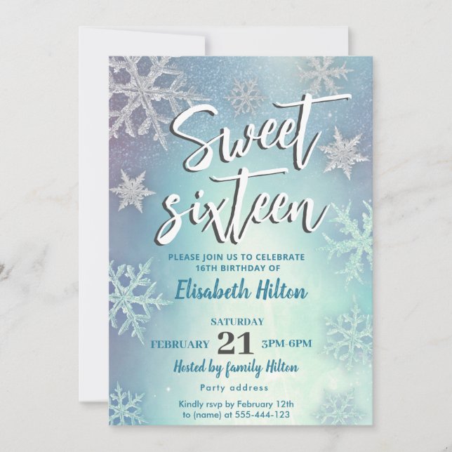 Invitation Flacons de neige frais d'hiver moderne 16 (Devant)