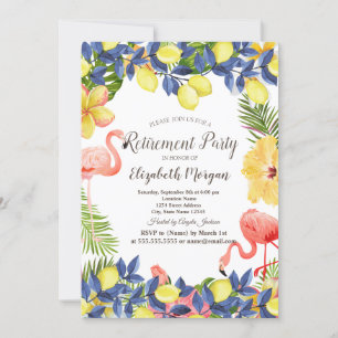 Invitation Flamands roses Aquarelle Citrons Méditerranée
