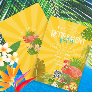 Invitation Flamant Floride Tropical Jaune Retraite