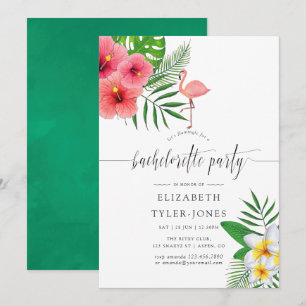 Invitation Flamant rose Aloha Luau Bachelorette Party