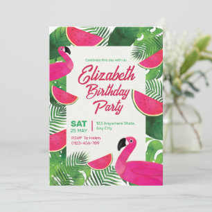 Invitation Flamant rose Anniversaire Invitation, Pool Party a
