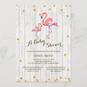 Invitation Flamant rose Baby shower
