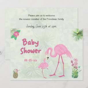 Invitation Flamant rose Baby shower mère et enfant
