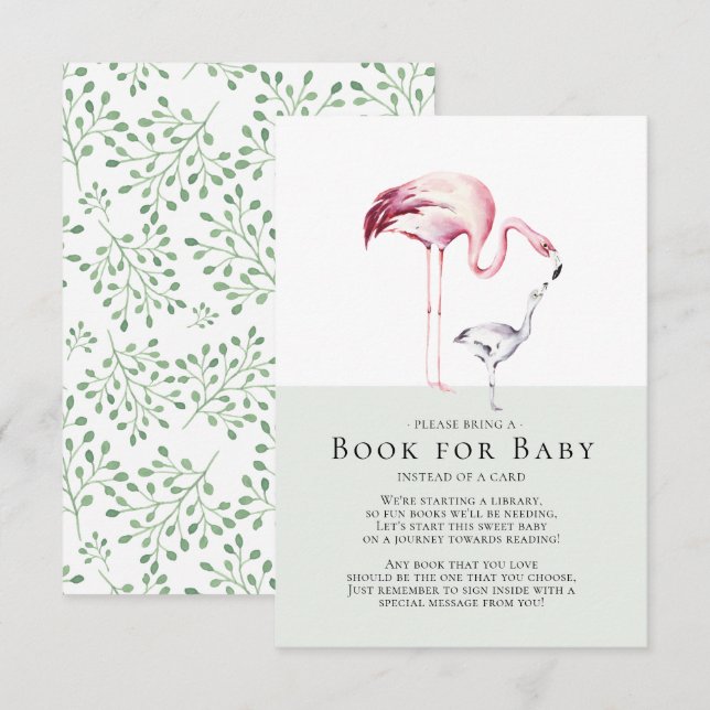 Invitation Flamant rose Baby shower neutre livre pour la cart (Devant / Derrière)