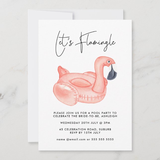 Invitation Flamant rose Bachelorette (Devant)