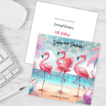 Flamant rose Danse et fête de fête d'anniversaire