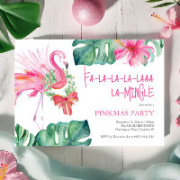 Flamant rose d'aquarelle Tropical Christmas Party