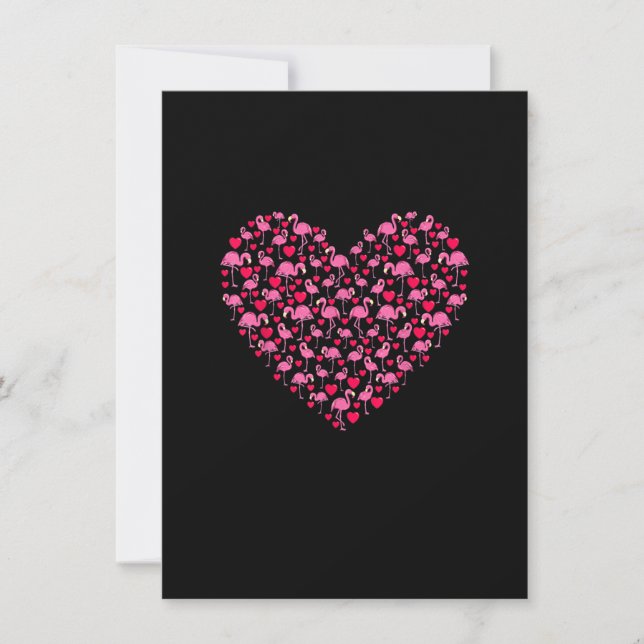 Invitation Flamant rose de forme cardiaque Saint Valentin Fla (Devant)