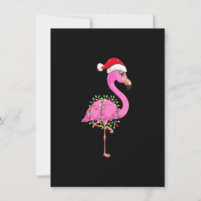 Invitation Flamant rose des lumières de Noël portant le Casqu (Devant)