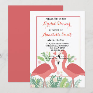 Invitation Flamant rose douche tropicale nuptiale