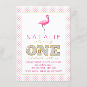 Invitation Flamant rose fête d'anniversaire