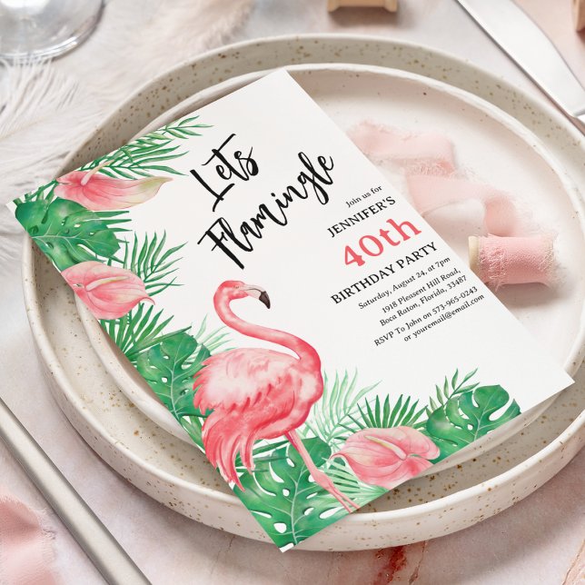 Invitation Flamant rose fête d'anniversaire (Créateur téléchargé)