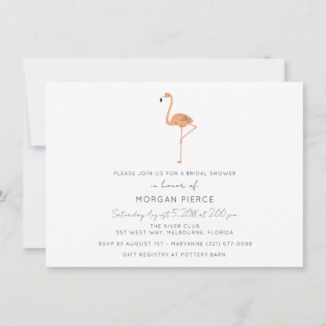 Invitation Flamant rose Fête des mariées florale tropicale (Devant)