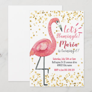 Invitation Flamant rose Fête Tropicale Anniversaire Flamingle