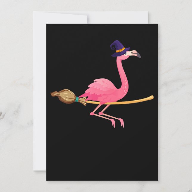 Invitation Flamant rose | Flamant rose Sorcière Drôle Hallowe (Devant)