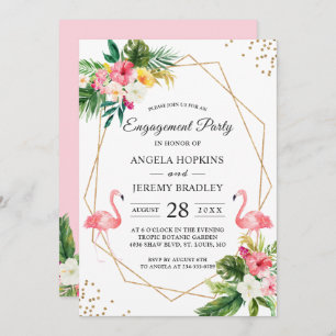 Invitation Flamant rose floral tropical