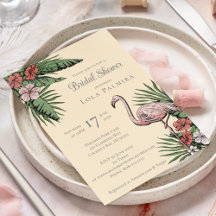 Flamant rose floral tropical Fête des mariées jaun