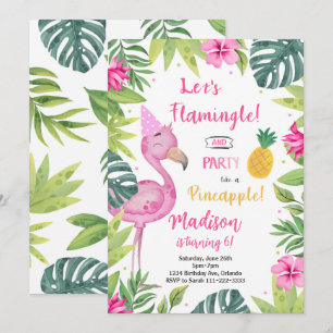 Invitation Flamant rose Joli dans rose Anniversaire Invitatio