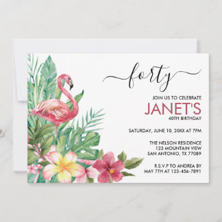 Invitation Flamant rose Joyeux anniversaire
