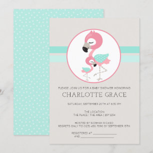 Invitation Flamant rose mignon Baby shower personnalisé