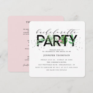 Invitation Flamant rose moderne Tropical Blush