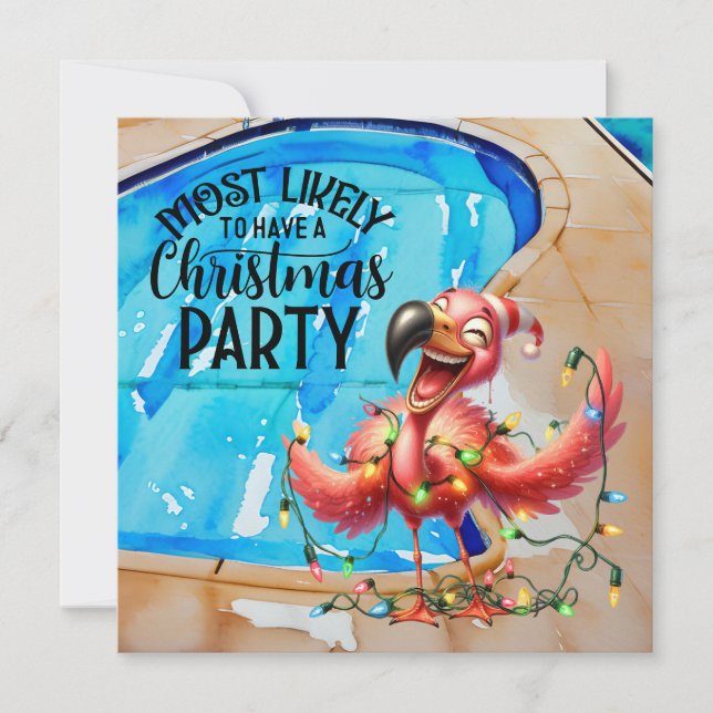 Invitation Flamant rose Noël à la fête de juillet (Devant)