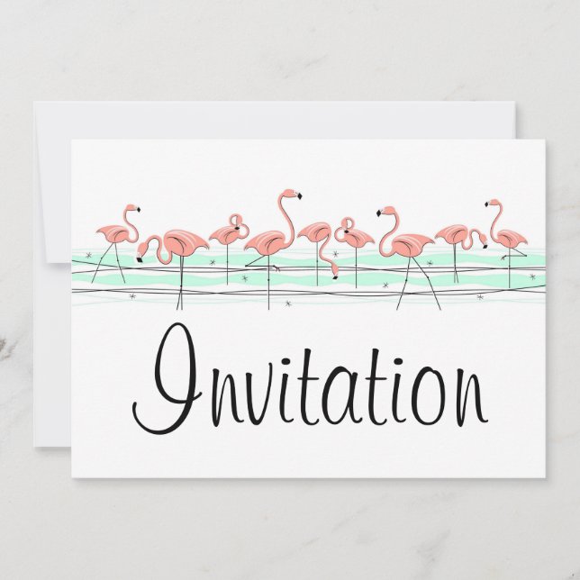 Invitation Flamant rose Ocean Line (Devant)
