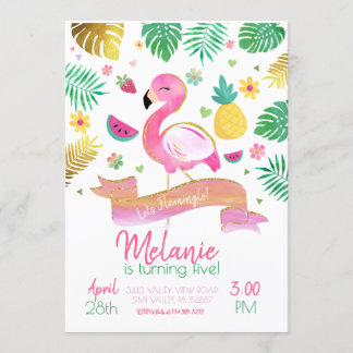 Invitation Flamant rose Party, Flamingle Invitatio