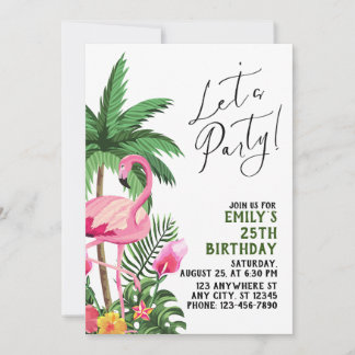 Invitation Flamant rose rose