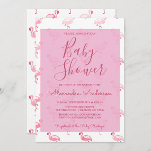 Invitation Flamant rose rose Baby shower d'été fille