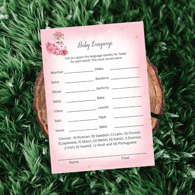Invitation Flamant rose rose Ballerina Baby Langue Douche Jeu (Créateur téléchargé)