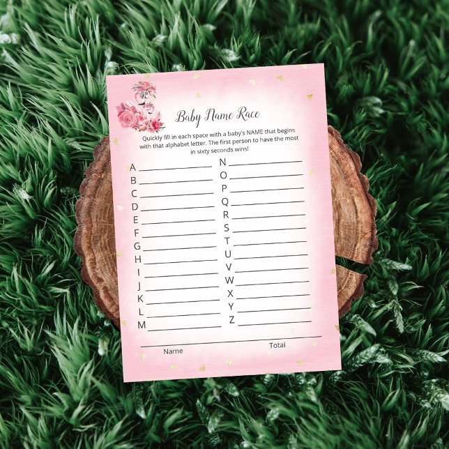 Invitation Flamant rose rose Ballerina Baby Name Race Shower  (Créateur téléchargé)