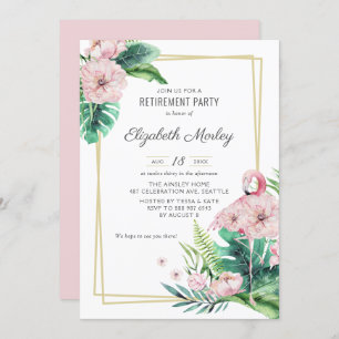Invitation Flamant rose rose botanique Parti de retraite flor