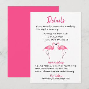 Invitation Flamant rose rose Détails du Mariage Tropical Summ