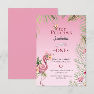 Invitation Flamant rose Rose Et Fleurs Anniversaire